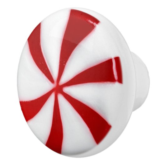 Red and White Candy Cane Peppermint Keramikknauf (Rechts)