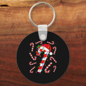 Red And White Candy Cane Santa Christmas Funny Xma Schlüsselanhänger (Vorderseite)