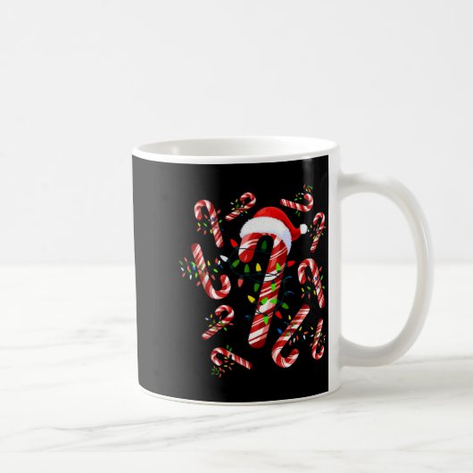 Red And White Candy Cane Santa Christmas Kaffeetasse (Rechts)