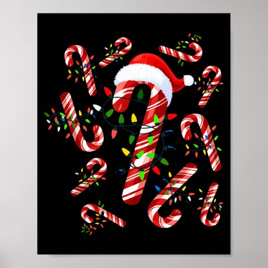 Red And White Candy Cane Santa Christmas  Poster (Vorne)