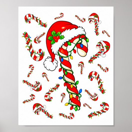 Red And White Candy Cane Santa Christmas Xmas Ligh Poster (Vorne)