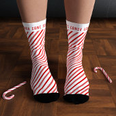 Red and White Candy Cane Strickte Weihnachtssocken Socken
