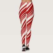 Red and White Candy Cane Stripe Frohe Weihnachten Leggings (Rückseite)