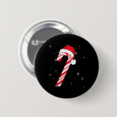 Red and White Candy Cane Weihnachten Weihnachten W Button (Vorne & Hinten)