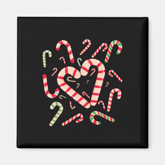 Red and White Candy Cane Weihnachten Weihnachten W Magnet (Vorne)