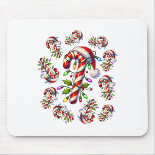Red and White Candy Cane Weihnachten Weihnachten W Mousepad