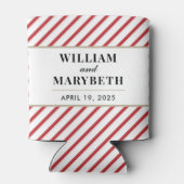 Red and White Candy Stripe Wedding Dosenkühler (Rückseite)