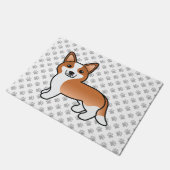 Red and White Cardigan Welsh Corgi Cartoon Dog Fußmatte (Schrägansicht)
