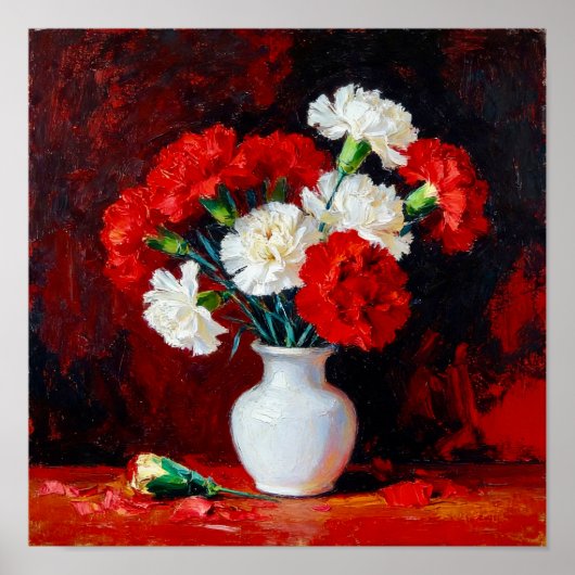 Red and White Carnations After Van Gogh Poster (Vorne)