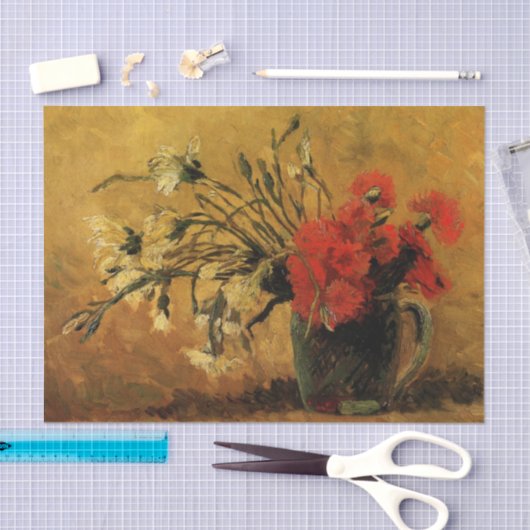 Red And White Carnations by Vincent van Gogh Seidenpapier (Handwerk)