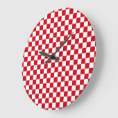Red and White Checkered Kitchen Clock Große Wanduhr (Winkel)