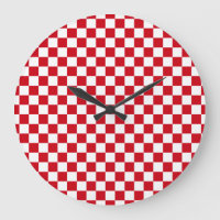 Red and White Checkered Kitchen Clock