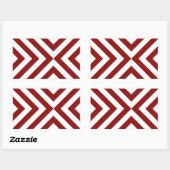 Red and White Chevrons Rechteckiger Aufkleber (Blatt)