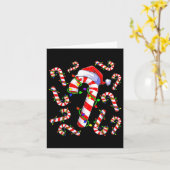 Red and White Christmas Candy Cane Santa Lights Ch Karte (Gelbe Blume)