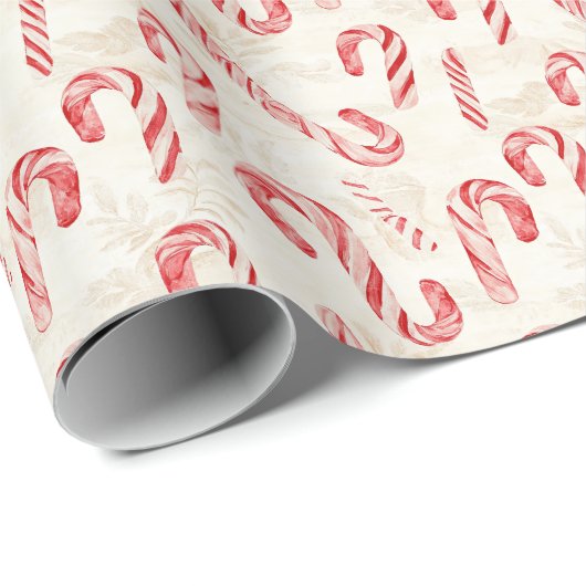 Red and White Christmas Candy Canes Geschenkpapier (Rolleneckpunkt)