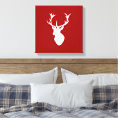 Red and White Christmas Deer Stag Head Leinwanddruck (Insitu (Schlafzimmer))