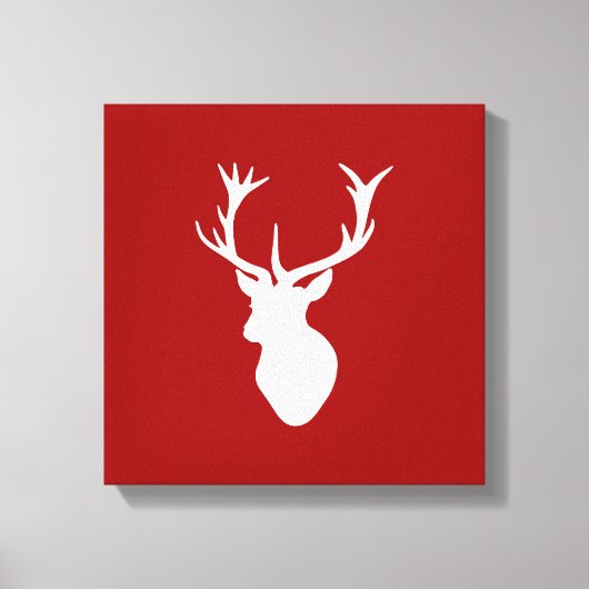 Red and White Christmas Deer Stag Head Leinwanddruck (Vorderseite)