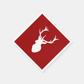 Red and White Christmas Deer Stag Head Serviette (Ecke)