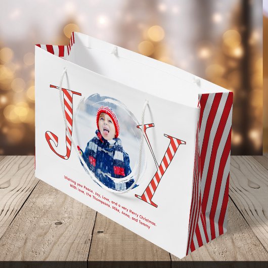 Red and White Christmas Joy Custom Große Geschenktüte
