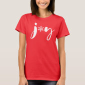 Red and White Christmas Joy Snowflake Handlettern T-Shirt (Vorderseite)
