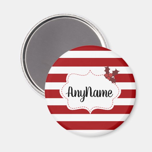 Red and White Christmas Magic Mistletoe Custom Magnet (Vorderseite/Rückseite)