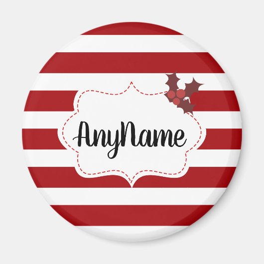 Red and White Christmas Magic Mistletoe Custom Magnet (Vorne)