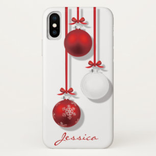 Red and White Christmas Ornaments Red Bow Holiday Case-Mate iPhone Hülle
