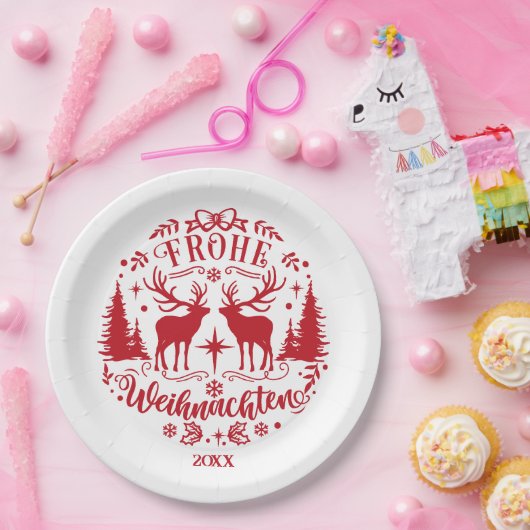 Red and White Christmas  Pappteller (Party)