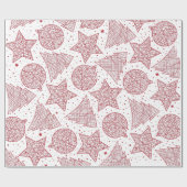 Red and White Christmas Pattern Geschenkwrap Geschenkpapier (Flach)