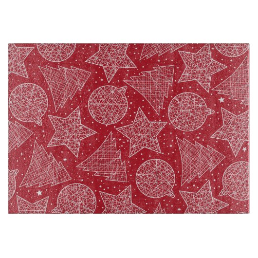 Red and White Christmas Patterns Cutting Board Schneidebrett (Vorderseite)