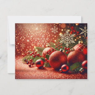 Red and White Christmas Tree Design Feiertagskarte