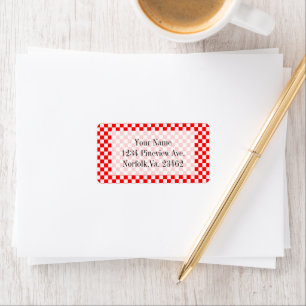 Red and White Classic Checkerboard von STaylor Adressaufkleber