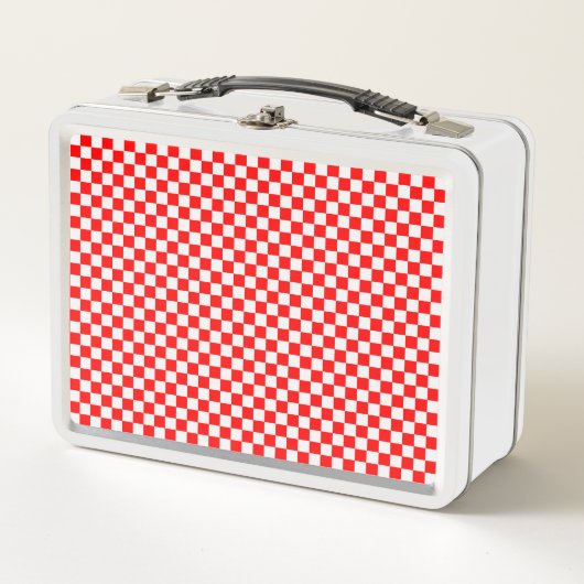 Red and White Classic Checkerboard von STaylor Metall Brotdose (Vorderseite)