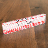 Red and White Classic Checkerboard von STaylor Namensplakette (Seite)