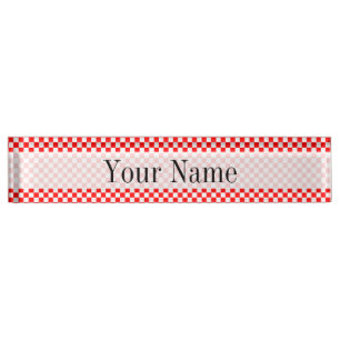 Red and White Classic Checkerboard von STaylor Namensplakette