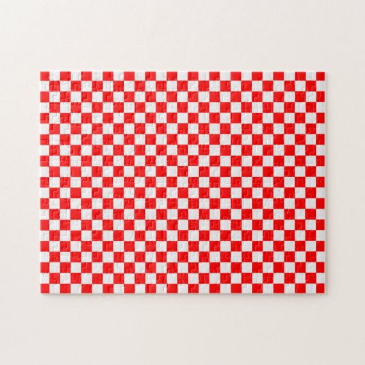 Red and White Classic Checkerboard von STaylor Puzzle (Horizontal)