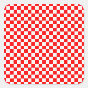 Red and White Classic Checkerboard von STaylor Quadratischer Aufkleber
