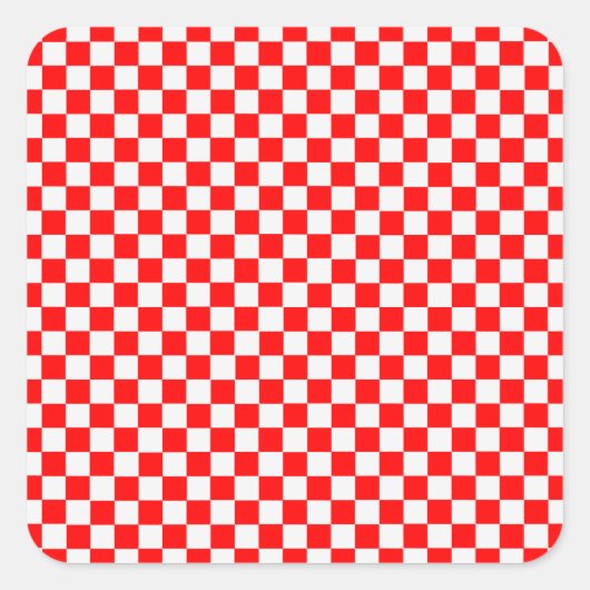 Red and White Classic Checkerboard von STaylor Quadratischer Aufkleber (Vorderseite)