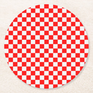 Red and White Classic Checkerboard von STaylor Runder Pappuntersetzer