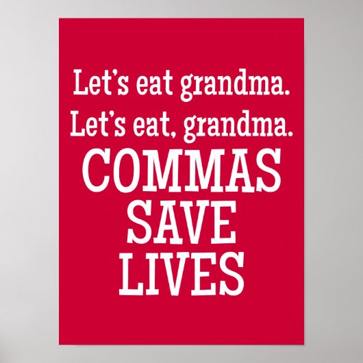 Red and White Commas Rette Funny Poster (Vorne)