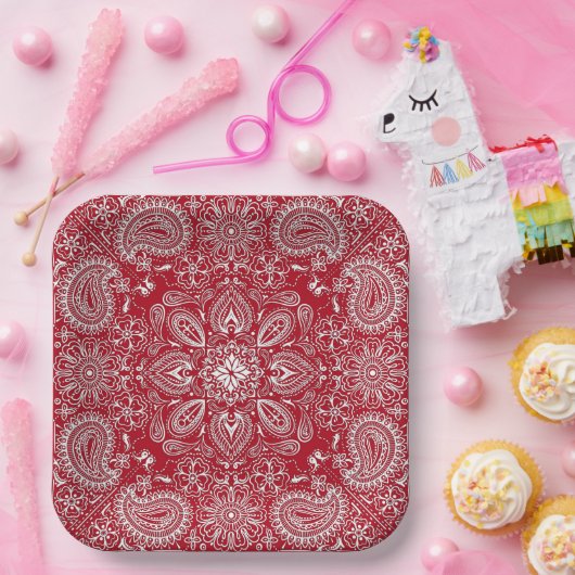 Red and White Cowboy Pappteller (Party)