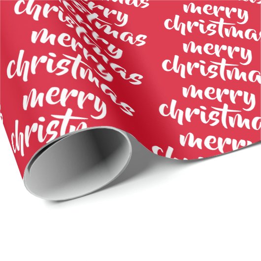 Red And White Custom Template Merry Christmas Gift Geschenkpapier (Rolleneckpunkt)
