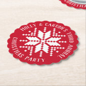 Red and White Custom Text Snowflake Holiday Party Untersetzer (angewinkelt)