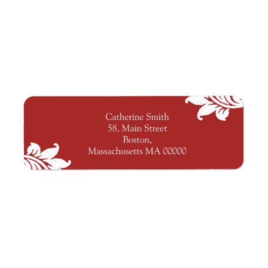 Red and White Damask Address Labels (Vorne)