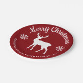 Red And White Deer And Snowflakes Christmas Party Pappteller (Schrägansicht)