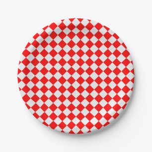 Red and White Diamond Muster von ShirleyTaylor Pappteller