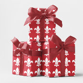 Red and White Fleur de Lys Geschenkpapier