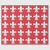 Red and White Fleur de Lys Geschenkpapier (Flach)