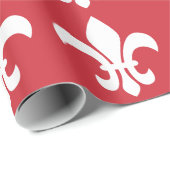 Red and White Fleur de Lys Geschenkpapier (Rolleneckpunkt)