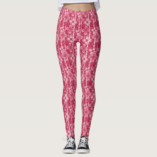 Red and white floral pattern leggings (Vorderseite)